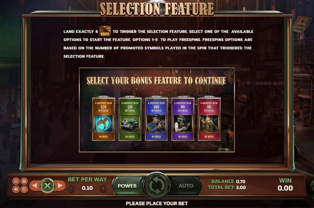 Selection Feature สล็อต Streets of Chicago ค่าย Joker Gaming
